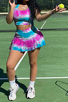 Fashion Casual Sexy Tie Dye Cultivate One's Morality Sport Vest Pantskirt Two-Pieces YFS3708