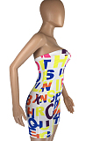 White Fshion Sexy Letter Print Elastic Tube Jumpsuits LMM8258-1