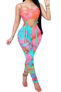 Pink Fashion Sleeveless Sexy Condole Belt Chest Wrap Bandage Long Pants Bodycon Jumpsuits XZ5179-4