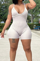 White Summer Sexy Sling Pit Bar Romper Shorts MLL172-2