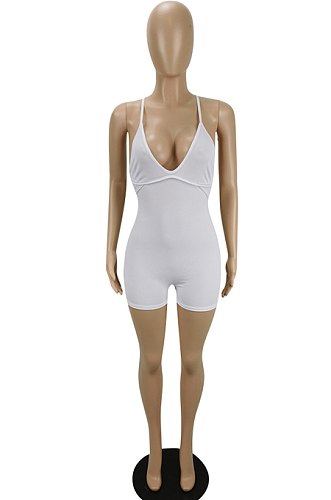 White Summer Sexy Sling Pit Bar Romper Shorts MLL172-2