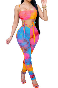 Rose Red Fashion Sleeveless Sexy Condole Belt Chest Wrap Bandage Long Pants Bodycon Jumpsuits XZ5179-1