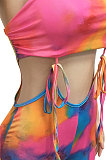 Rose Red Fashion Sleeveless Sexy Condole Belt Chest Wrap Bandage Long Pants Bodycon Jumpsuits XZ5179-1