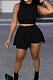 Black Casual Dew Waist Round Neck Vest Shorts Two Piece SM9188-3