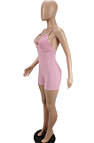 Pink Summer Sexy Sling Pit Bar Romper Shorts MLL172-1