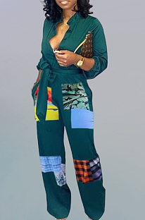 Positioning Print Pocket Casual Jumpsuits AMW8188