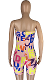 Pink Fshion Sexy Letter Print Elastic Tube Jumpsuits LMM8258-4