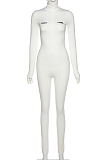 White Embroidered Slim-Fit Carry Buttock Sports Jumpsuits SX0004-1