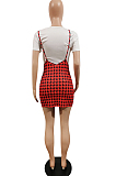 Red Euramerican Letter Print Plaid Sets MLL168-1