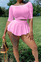 Pink A Word Shoulder Half Sleeve Pure Color They Sound Sets KY3083-2