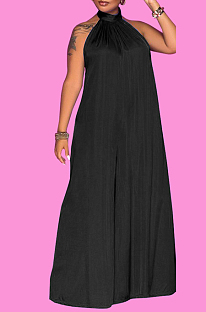 Black Fashion Sleeveless Backless Casual Wide Leg Jumpsuits MMS8044-3