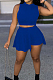 Royal Blue Casual Dew Waist Round Neck Vest Shorts Two Piece SM9188-1