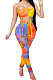 Red Fashion Sleeveless Sexy Condole Belt Chest Wrap Bandage Long Pants Bodycon Jumpsuits XZ5179-3