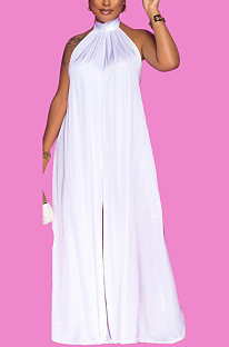 White Fashion Sleeveless Backless Casual Wide Leg Jumpsuits MMS8044-2