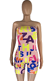 Pink Fshion Sexy Letter Print Elastic Tube Jumpsuits LMM8258-4