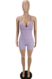 Purple Summer Sexy Sling Pit Bar Romper Shorts MLL172-5