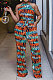 Light Green Women Printing Off Shoulder Girdle Wide Leg Jumpsuits AD0603-1