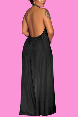 Black Fashion Sleeveless Backless Casual Wide Leg Jumpsuits MMS8044-3