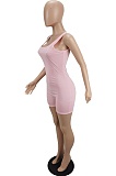 Pink Women Line Vest Casual Romper Shorts MLL173-1