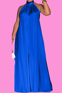 Blue Fashion Sleeveless Backless Casual Wide Leg Jumpsuits MMS8044-4