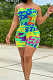 Green Fshion Sexy Letter Print Elastic Tube Jumpsuits LMM8258-3