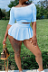 Blue A Word Shoulder Half Sleeve Pure Color They Sound Sets KY3083-4
