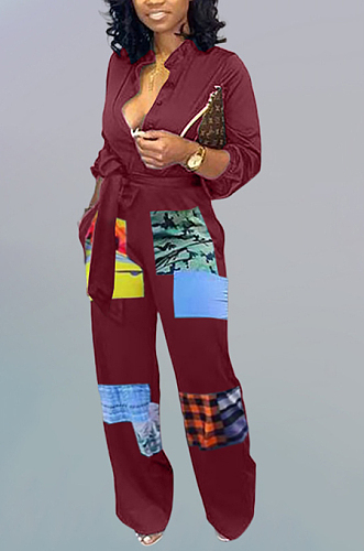 Positioning Print Pocket Casual Jumpsuits AMW8188