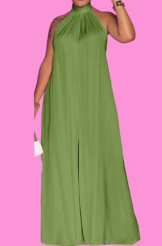 Army Green Fashion Sleeveless Backless Casual Wide Leg Jumpsuits MMS8044-5
