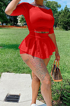 Red A Word Shoulder Half Sleeve Pure Color They Sound Sets KY3083-3