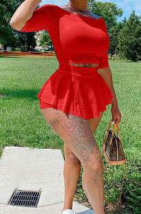 Red A Word Shoulder Half Sleeve Pure Color They Sound Sets KY3083-3