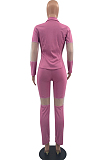 Purple Fashion Business Suit Spliced Organza Two Piece OEP6292-3
