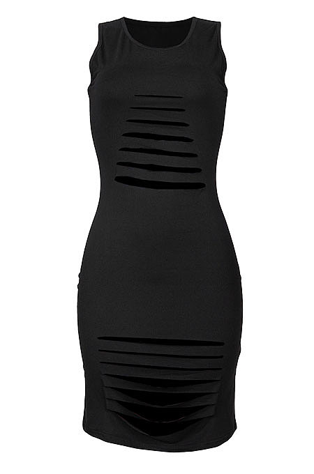 Black Sexy Sleeveless Hollow Out Mini Dress MA6717-2
