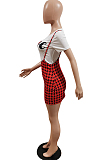 Red Euramerican Letter Print Plaid Sets MLL168-1