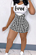 White Euramerican Letter Print Plaid Sets MLL168-3