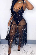 Condole Belt Sequins Net Yarn Simple Giant Swing Long Dress ED8503