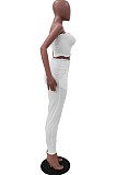 White Fashion Sexy Pure Color Boot Tube Top Long Pants Two Piece TRS1163-1