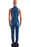 Light Blue Jeans Slim Fit Hole Hollow Out Jumpsuits JLX6898