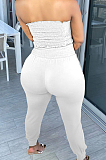 White Fashion Sexy Pure Color Boot Tube Top Long Pants Two Piece TRS1163-1