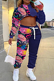 Casual Hoodie Print Long Sleeve Top Pants Two Piece LYL831