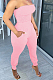 Pink Fashion Sexy Pure Color Boot Tube Top Long Pants Two Piece TRS1163-5