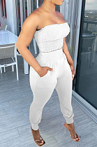 White Fashion Sexy Pure Color Boot Tube Top Long Pants Two Piece TRS1163-1