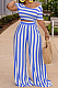 Blue Euramerican Fashion Midriff Stripe Wide Legged Pants Two Piece X9310-3