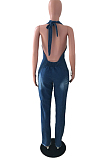 Blue Euramerican Jeans Slim Fit Halter Neck Jumpsuits JLX6059