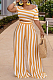 Orange Euramerican Fashion Midriff Stripe Wide Legged Pants Two Piece X9310-1