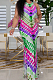 Purple Fashion Tie Dye Positioning Print Tank Dress ZDD31151-2