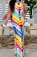 Yellow Fashion Tie Dye Positioning Print Tank Dress ZDD31151-1