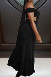 Black Euramerican Korea Velvet Pure Color Wide Legged Pants Sets BBN177-1