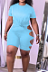 Sky Blue Summer Short Sleeve Hollow Out Kink Shorts Sports Sets YYF8229-7