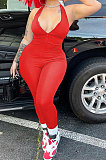 Euramerican Women Zipper Pure Color Sexy Casual Sport Bodycon Jumpsuits YMM09080