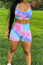 Blue Summer Casual Sexy Sling Shorts Two Piece AMX6036